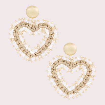 Afbeeldingen van Uitverkocht! Oorbellen love all the way - beige goud