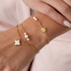 Afbeeldingen van Uitverkocht! Armband bloem met parels - goud
