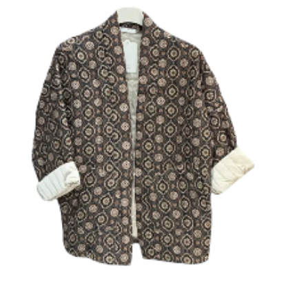 Afbeeldingen van Gewatteerde jas in kimonostijl Bohemian donker grijs