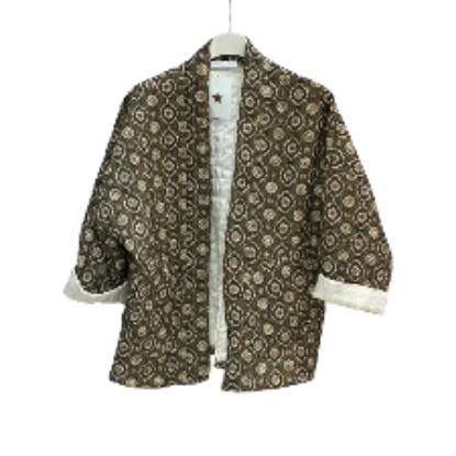 Afbeeldingen van Gewatteerde jas in kimonostijl Bohemian kaki