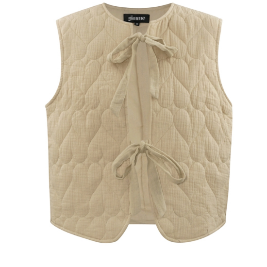 Afbeeldingen van Gilet met strikjes -Beige