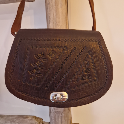 Afbeeldingen van Boho Tas leer cognac