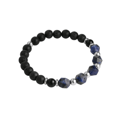 Afbeeldingen van Heren armband kralen zwart/kleur - blauw