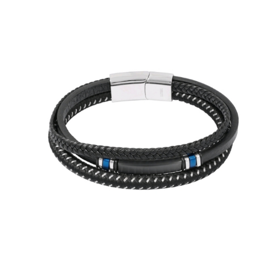 Afbeeldingen van Casual dubbele gevlochten mannen armband - zwart/blauw