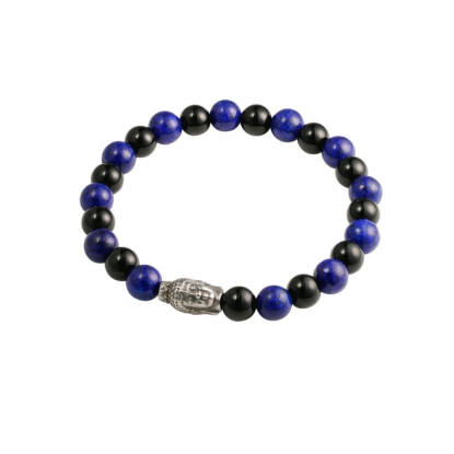 Afbeeldingen van Heren armband kralen buddha details - blauw