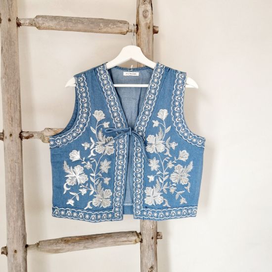 Afbeeldingen van Spijker Gilet met bloemen