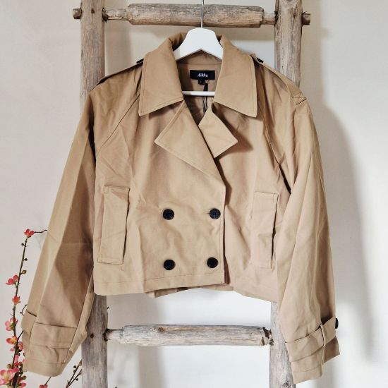 Afbeeldingen van Jasje trenchcoat licht bruin 