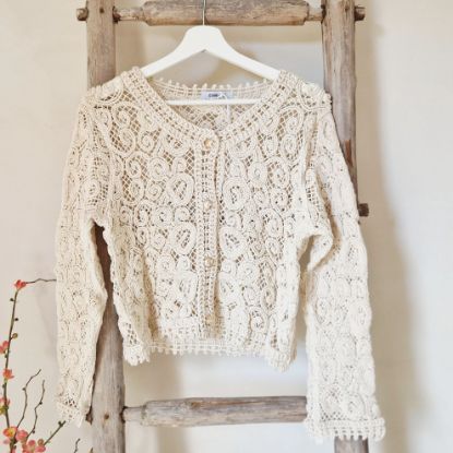 Afbeeldingen van Vest Borduursel  3/4 mouw - beige