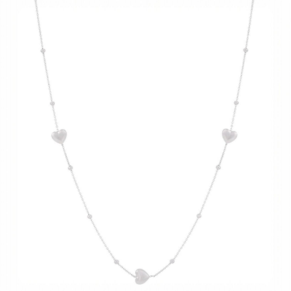 Afbeeldingen van Hartjes lange ketting zilver