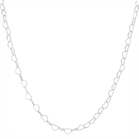 Afbeeldingen van Hartjes schakel ketting lang zilver
