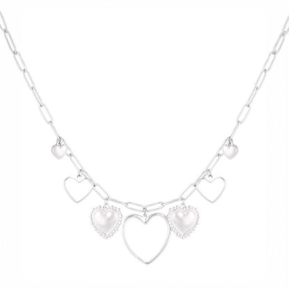 Afbeeldingen van Open hearts ketting zilver