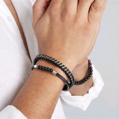 Afbeeldingen van Heren armband serenity - zwart