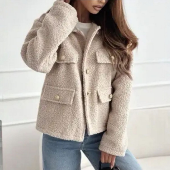 Afbeeldingen van Jas Bouclette beige