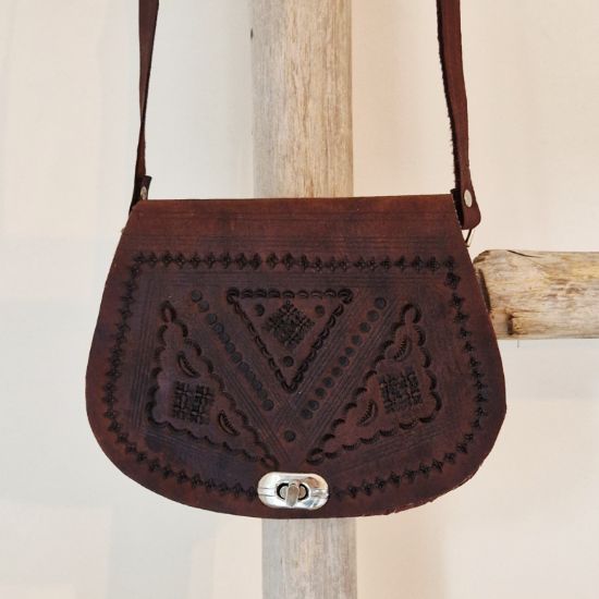 Afbeeldingen van Boho Tas leer cognac