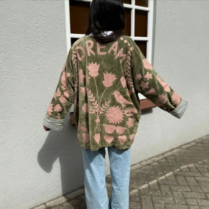 Afbeeldingen van Velvet Jacket DREAM green pink