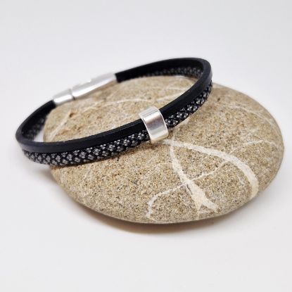 Afbeeldingen van Vic zwart leer antraciet koord 