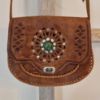 Afbeeldingen van Boho Tas leer met gekleurde steen 