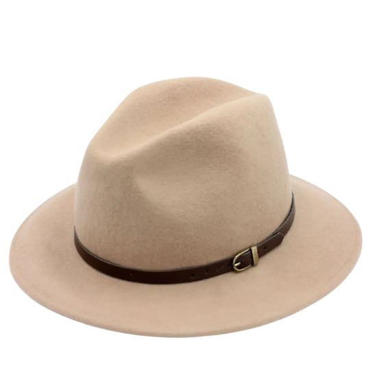 Afbeeldingen van Klassieke wollen Fedora hoed beige