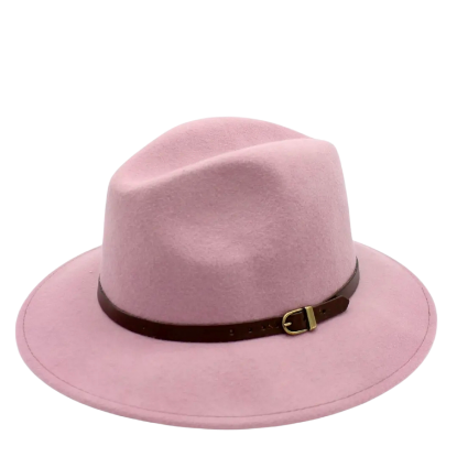 Afbeeldingen van Klassieke wollen Fedora hoed poeder rose