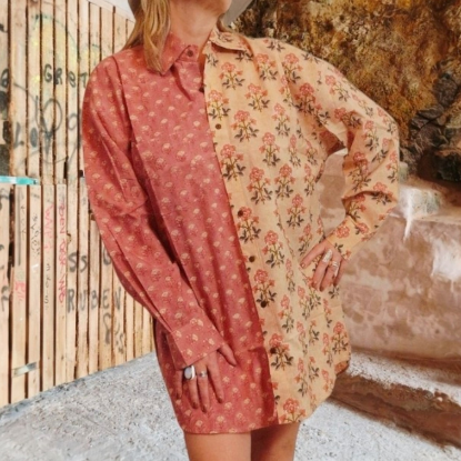 Afbeeldingen van La Loca blousejurk pink flower 