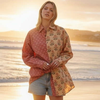 Afbeeldingen van Ibiza blousejurk pink flower 