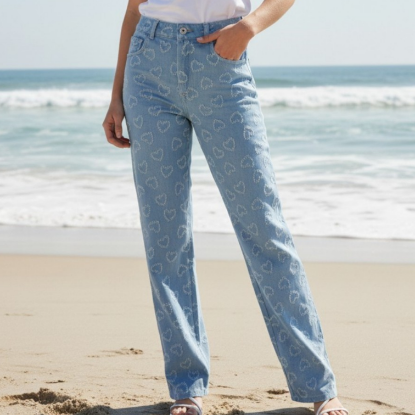 Afbeeldingen van Denim jeans Heartsy - lichtblauw