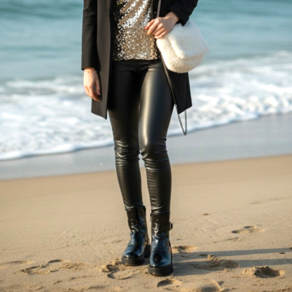 Afbeeldingen van Leather Legging Vegan zwart