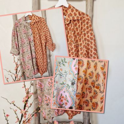 Afbeeldingen van Ibza blousejurk pistache  flower 