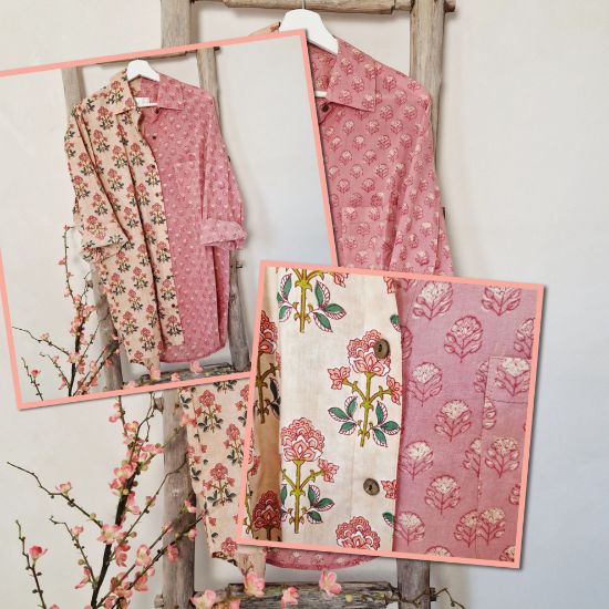 Afbeeldingen van Ibiza blousejurk pink flower 