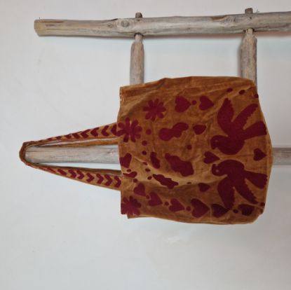 Afbeeldingen van Velvet tas roest lovebirds