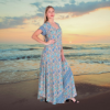 Afbeeldingen van Plus size jurk blauw -grijs
