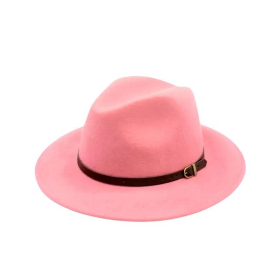 Afbeeldingen van Klassieke wollen Fedora hoed rose