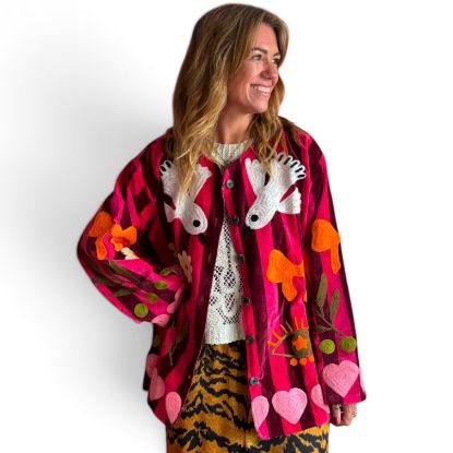 Afbeeldingen van TOUT - Birds Jacket Pink stripes