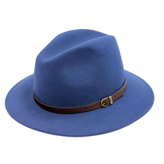 Afbeeldingen van Klassieke wollen Fedora hoed konings blauw
