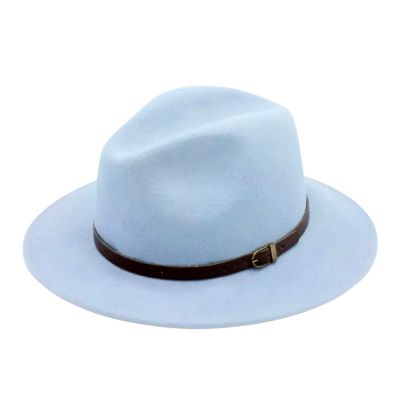 Afbeeldingen van Klassieke wollen Fedora hoed licht blauw 