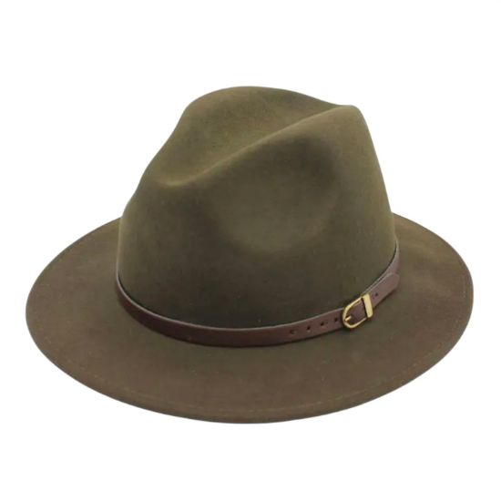Afbeeldingen van Klassieke wollen Fedora hoed kaki groen