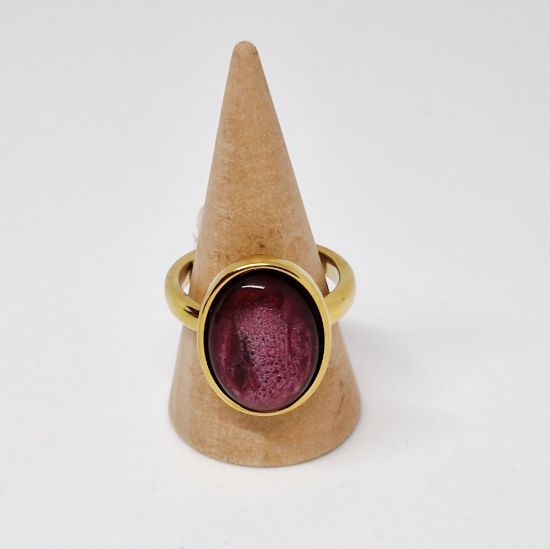 Afbeeldingen van DIEDE RING GOUD-burgundy ovaal