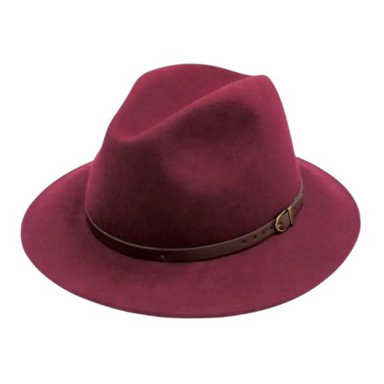 Afbeeldingen van Klassieke wollen Fedora hoed Bordeaux
